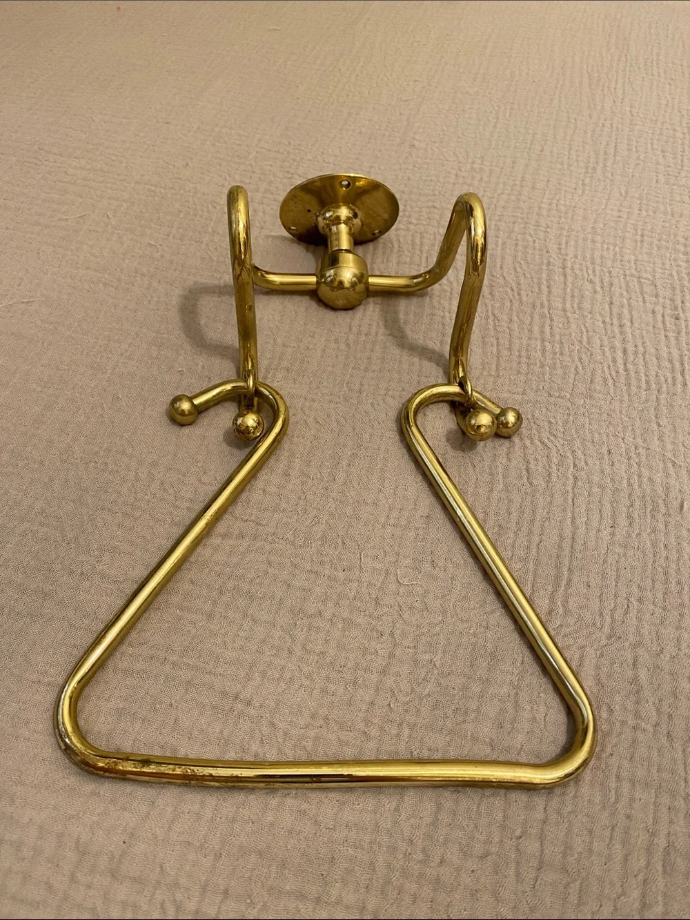 Vintyge Gold Triangle Towel Ring - Polished Brass Finish